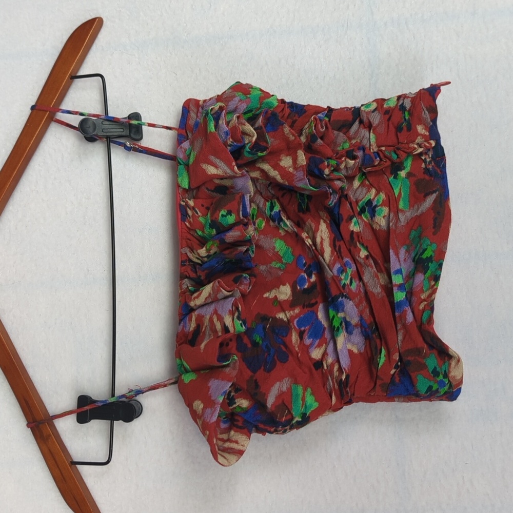 ZARA Ruffle Boho‎ Floral Artsy Corset Crop Top XS